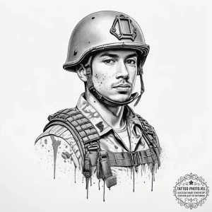 Tattoo sketch soldier with a brush, tattoo sk... - эскиз тату (№1757268072_0, 07.09.2025 18:01) — tattoo-photo.ru