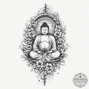 Tattoo sketch buddha's footprint, tattoo flas... - эскиз тату (№1757268468_0, 07.09.2025 18:07) — tattoo-photo.ru