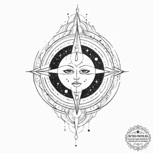 Tattoo sketch cosmic self - эскиз тату (№1757270673_0, 07.09.2025 18:44) — tattoo-photo.ru
