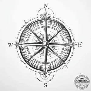 Tattoo sketch compass - эскиз тату (№1757272470_0, 07.09.2025 19:14) — tattoo-photo.ru