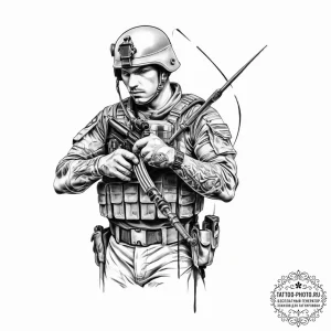Tattoo sketch soldier with a needle - эскиз тату (№1757275898_0, 07.09.2025 20:11) — tattoo-photo.ru