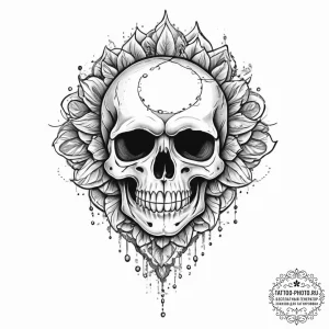Tattoo sketch узор в виде черепа, ink illustr... - эскиз тату (№1757276096_0, 07.09.2025 20:14) — tattoo-photo.ru