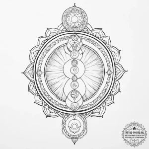 Tattoo sketch seven chakras - эскиз тату (№1757280311_0, 07.09.2025 21:25) — tattoo-photo.ru
