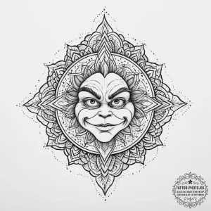 Tattoo sketch the grinch with a foot, tattoo... - эскиз тату (№1757280914_0, 07.09.2025 21:35) — tattoo-photo.ru