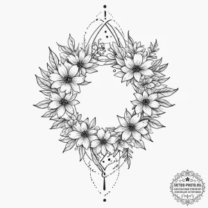 Tattoo sketch flower crown tattoo, tattoo lin... - эскиз тату (№1757292350_0, 08.09.2025 00:45) — tattoo-photo.ru
