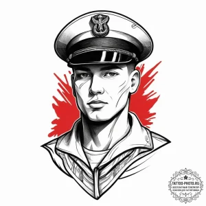 Tattoo sketch soldier with a sailor, ink illu... - эскиз тату (№1757295370_0, 08.09.2025 01:36) — tattoo-photo.ru