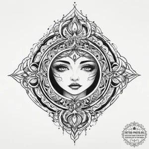Tattoo sketch cosmic essence, ink illustratio... - эскиз тату (№1757296971_0, 08.09.2025 02:02) — tattoo-photo.ru