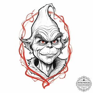 Tattoo sketch the grinch with a monument, tat... - эскиз тату (№1757298346_0, 08.09.2025 02:25) — tattoo-photo.ru