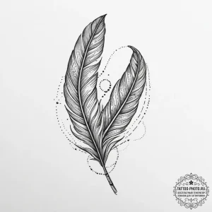 Tattoo sketch feather with birds, tattoo line... - эскиз тату (№1757299727_0, 08.09.2025 02:48) — tattoo-photo.ru