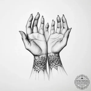 Tattoo sketch hands with a paper - эскиз тату (№1757301109_0, 08.09.2025 03:11) — tattoo-photo.ru