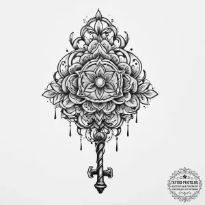 Tattoo sketch key, ink illustration for tatto... - эскиз тату (№1757302103_0, 08.09.2025 03:28) — tattoo-photo.ru