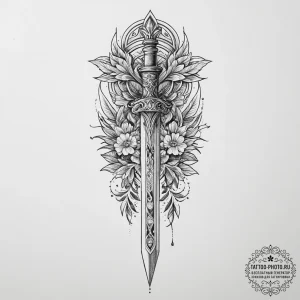 Tattoo sketch bayonet, tattoo line art, rough... - эскиз тату (№1757305201_0, 08.09.2025 04:20) — tattoo-photo.ru