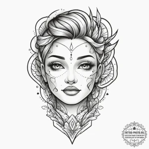 Tattoo sketch face, artistic tattoo sketch, n... - эскиз тату (№1757307608_0, 08.09.2025 05:00) — tattoo-photo.ru