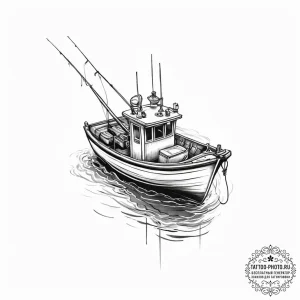 Tattoo sketch fishing a fishing boat - эскиз тату (№1757311487_0, 08.09.2025 06:04) — tattoo-photo.ru