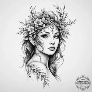 Tattoo sketch dryad tattoo - эскиз тату (№1757311874_0, 08.09.2025 06:11) — tattoo-photo.ru