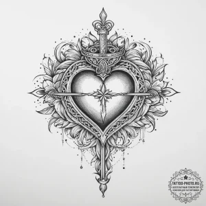 Tattoo sketch sacred heart with a sword, tatt... - эскиз тату (№1757312067_0, 08.09.2025 06:14) — tattoo-photo.ru