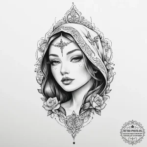Tattoo sketch blessed scene - эскиз тату (№1757319237_0, 08.09.2025 08:13) — tattoo-photo.ru