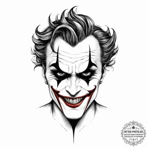 Tattoo sketch joker portrait, artistic tattoo... - эскиз тату (№1757320210_0, 08.09.2025 08:30) — tattoo-photo.ru