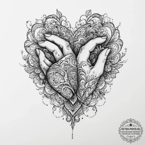Tattoo sketch hand holding a heart, concept a... - эскиз тату (№1757320403_0, 08.09.2025 08:33) — tattoo-photo.ru