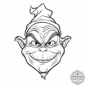 Tattoo sketch the grinch with a face, tattoo... - эскиз тату (№1757320597_0, 08.09.2025 08:36) — tattoo-photo.ru