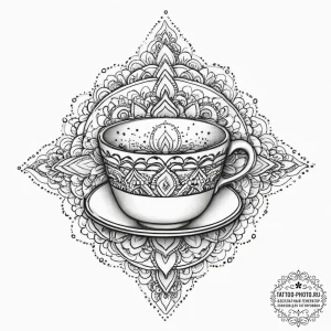 Tattoo sketch teacup with steam, ink illustra... - эскиз тату (№1757321761_0, 08.09.2025 08:56) — tattoo-photo.ru