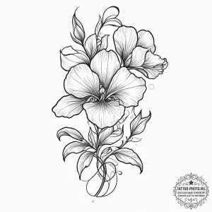 Tattoo sketch sweet pea flower, tattoo drawin... - эскиз тату (№1757323313_0, 08.09.2025 09:21) — tattoo-photo.ru