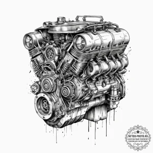 Tattoo sketch car engine, concept art for tat... - эскиз тату (№1757323699_0, 08.09.2025 09:28) — tattoo-photo.ru