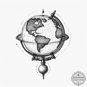 Tattoo sketch magellan with a globe, tattoo f... - эскиз тату (№1757326414_0, 08.09.2025 10:13) — tattoo-photo.ru