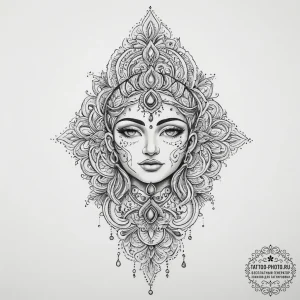 Tattoo sketch spiritual figure, ink illustrat... - эскиз тату (№1757327964_0, 08.09.2025 10:39) — tattoo-photo.ru