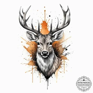 Tattoo sketch deer, concept art for tattoo, o... - эскиз тату (№1757328739_0, 08.09.2025 10:52) — tattoo-photo.ru