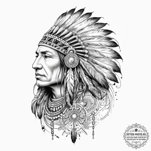 Tattoo sketch native american chief portrait,... - эскиз тату (№1757328933_0, 08.09.2025 10:55) — tattoo-photo.ru