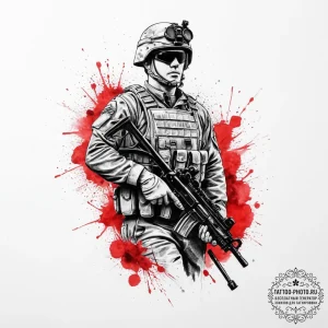 Tattoo sketch soldier on patrol, concept art... - эскиз тату (№1757329320_0, 08.09.2025 11:02) — tattoo-photo.ru