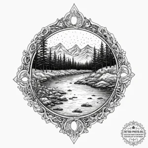 Tattoo sketch vodyanoy with a river, artistic... - эскиз тату (№1757331648_0, 08.09.2025 11:40) — tattoo-photo.ru