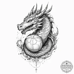 Tattoo sketch дракон с шаром, tattoo flash sh... - эскиз тату (№1757337203_0, 08.09.2025 13:13) — tattoo-photo.ru