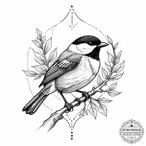 Tattoo sketch puns a chickadee that says "i'm... - эскиз тату (№1757337810_0, 08.09.2025 13:23) — tattoo-photo.ru