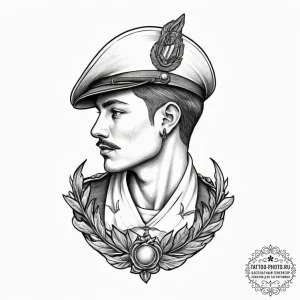 Tattoo sketch soldier with a document, tattoo... - эскиз тату (№1757338795_0, 08.09.2025 13:39) — tattoo-photo.ru