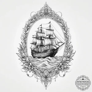 Tattoo sketch soldier with a ship, tattoo lin... - эскиз тату (№1757341994_0, 08.09.2025 14:33) — tattoo-photo.ru