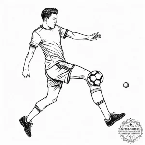 Tattoo sketch soccer a person kicking a ball,... - эскиз тату (№1757342195_0, 08.09.2025 14:36) — tattoo-photo.ru