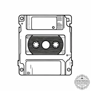 Tattoo sketch 90s floppy disk, ink illustrati... - эскиз тату (№1757342799_0, 08.09.2025 14:46) — tattoo-photo.ru