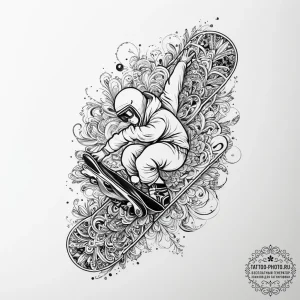 Tattoo sketch snowboarding a snowboard with a... - эскиз тату (№1757344593_0, 08.09.2025 15:16) — tattoo-photo.ru