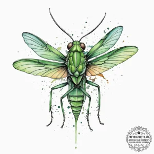 Tattoo sketch european common green grasshopp... - эскиз тату (№1757346366_0, 08.09.2025 15:46) — tattoo-photo.ru