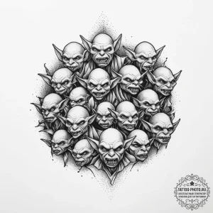 Tattoo sketch goblin horde, concept art for t... - эскиз тату (№1757349329_0, 08.09.2025 16:35) — tattoo-photo.ru