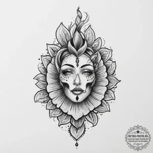 Tattoo sketch sacred portrayal, artistic tatt... - эскиз тату (№1757349523_0, 08.09.2025 16:38) — tattoo-photo.ru