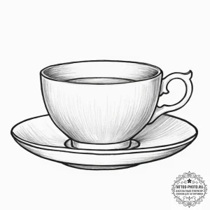 Tattoo sketch tea cup and saucer, tattoo sket... - эскиз тату (№1757357095_0, 08.09.2025 18:44) — tattoo-photo.ru