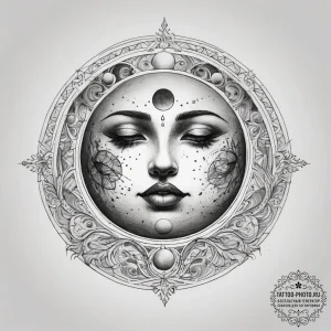 Tattoo sketch moon phases, concept art for ta... - эскиз тату (№1757359866_0, 08.09.2025 19:31) — tattoo-photo.ru
