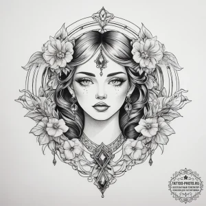 Tattoo sketch earring with a gem, tattoo line... - эскиз тату (№1757360470_0, 08.09.2025 19:41) — tattoo-photo.ru