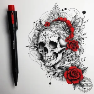 Tattoo sketch red, tattoo flash sheet design,... - эскиз тату (№1757360667_0, 08.09.2025 19:44) — tattoo-photo.ru