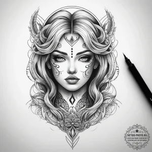 Tattoo sketch elegance, ink illustration for... - эскиз тату (№1757361658_0, 08.09.2025 20:00) — tattoo-photo.ru