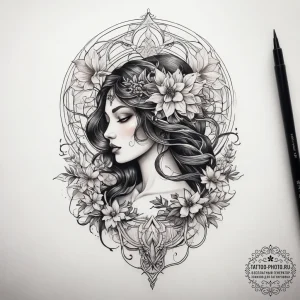 Tattoo sketch mystical spring, concept art fo... - эскиз тату (№1757361868_0, 08.09.2025 20:04) — tattoo-photo.ru