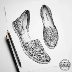 Tattoo sketch espadrilles with a pattern, tat... - эскиз тату (№1757362462_0, 08.09.2025 20:14) — tattoo-photo.ru